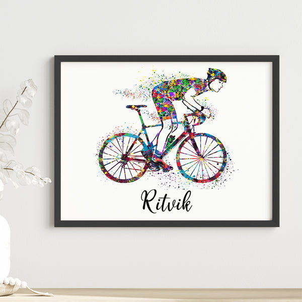 Load image into Gallery viewer, &#39;Racing Cyclist&#39; Personalized Wall Art (Framed)
