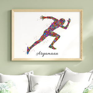 'Running Athlete' Personalized Wall Art (Framed)
