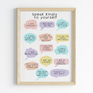 'Speak Kindly To Yourself' Wall Art (Framed)