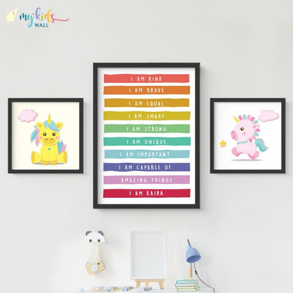 Unicorn Positive Affirmations Personalised Wall Art (Framed)