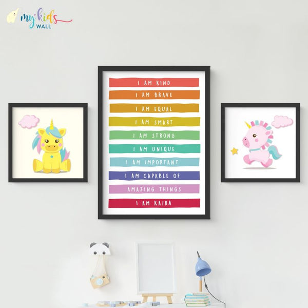 Load image into Gallery viewer, &#39;Unicorn Positive Affirmations&#39; Personalised Wall Art (Framed)
