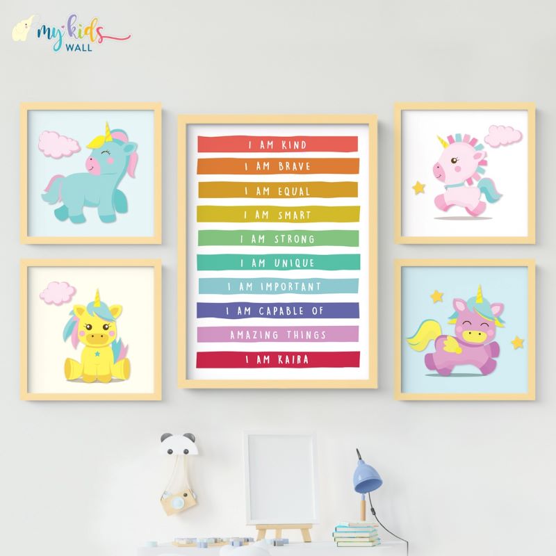 Unicorn Positive Affirmations Personalised Wall Art (Framed)