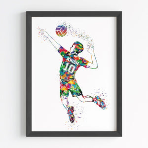 'Volleyball Player' Personalised Wall Art (Framed)