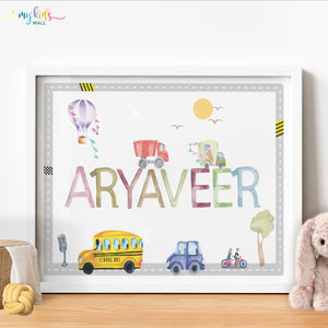 'Watercolor Themed Name' Personalised Wall Art (Framed)