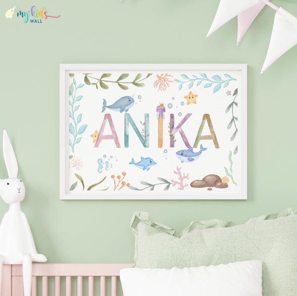 Load image into Gallery viewer, &#39;Watercolor Themed Name&#39; Personalised Wall Art (Framed)
