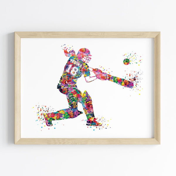 Load image into Gallery viewer, &#39;Cricket Player&#39; Girl Personalised Wall Art (Framed)
