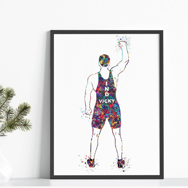Load image into Gallery viewer, &#39;Wrestler Champion&#39; Personalised Wall Art (Framed)

