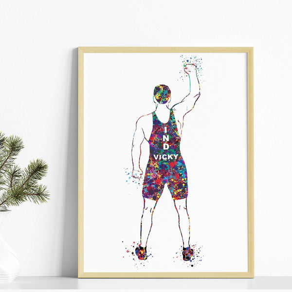 Load image into Gallery viewer, &#39;Wrestler Champion&#39; Personalised Wall Art (Framed)
