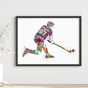 'Hockey Player' Personalised Wall Art (Framed)