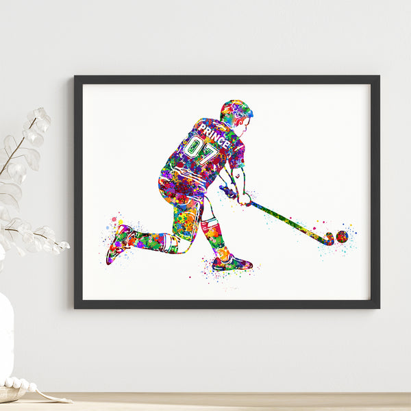 Load image into Gallery viewer, &#39;Hockey Player&#39; Personalised Wall Art (Framed)
