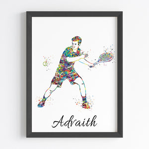 'Tennis Player' Personalised Wall Art (Framed)
