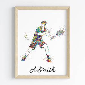 'Tennis Player' Personalised Wall Art (Framed)