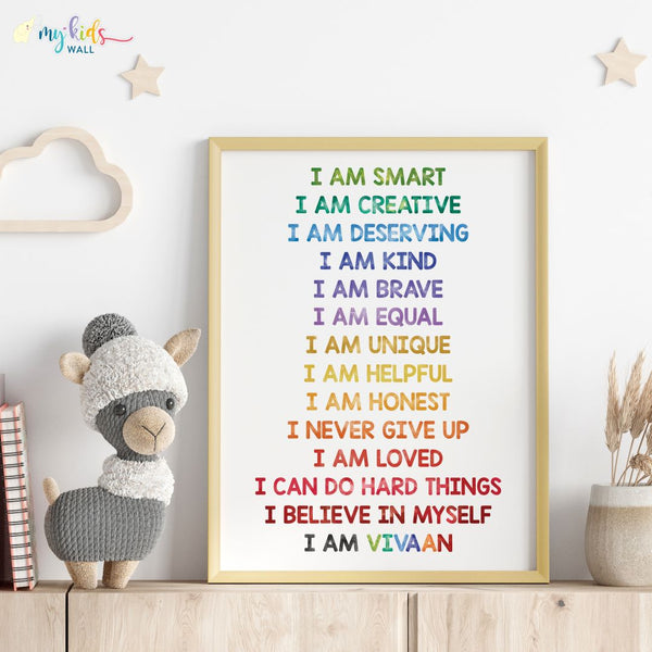 Load image into Gallery viewer, &#39;Daily Positive Affirmations&#39; Watercolor Personalized Wall Art (Framed)
